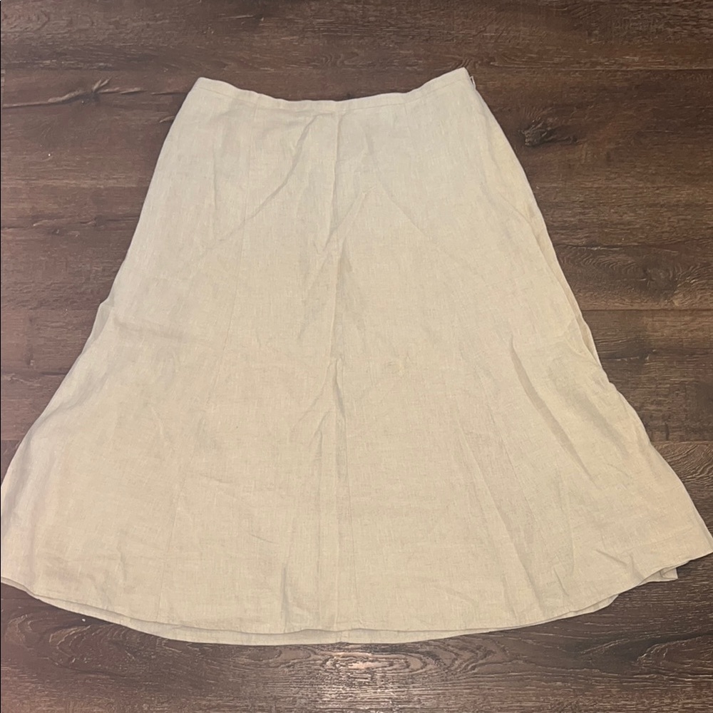 Talbots 100% Linen A-Line Skirt Sz 14 Fully Lined Side Zip LIKE NEW